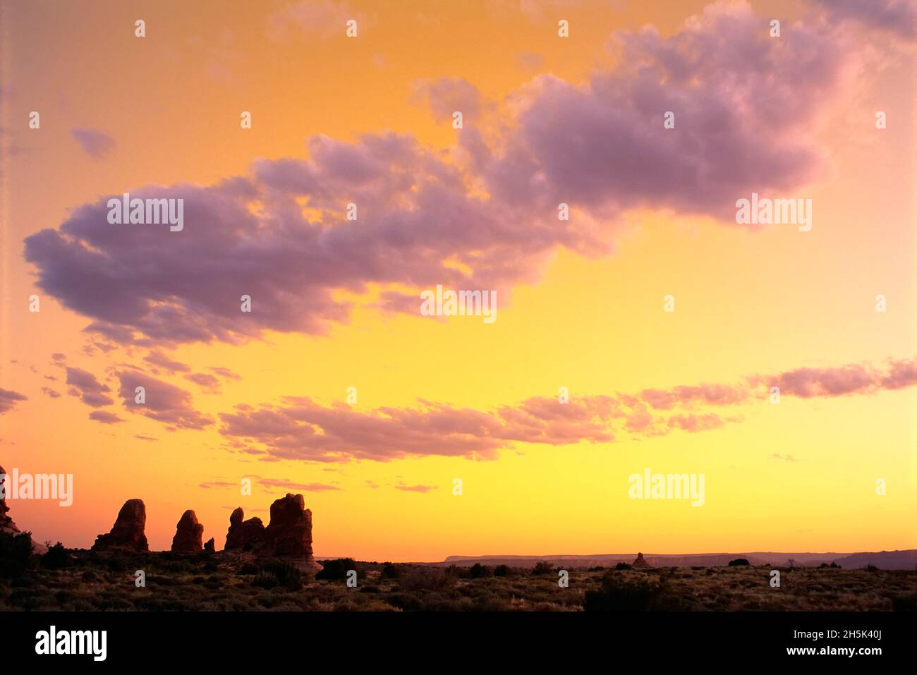 Sezioni di Windows al tramonto Arches National Park nello Utah, Stati Uniti d'America Foto Stock