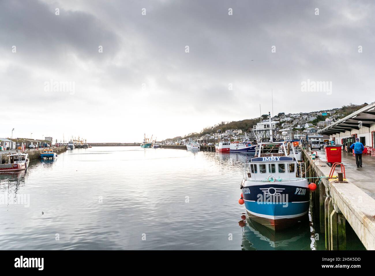 Mercato del pesce di Newlyn, dove le catture sbarcate sono oggetto di scambi in tutta l'UE. Foto Stock