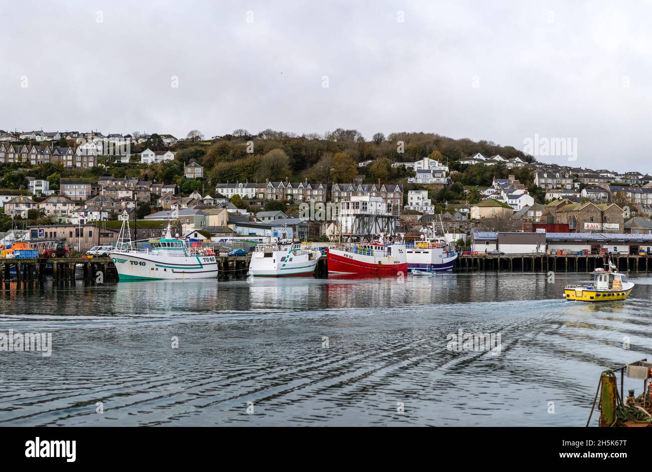 Mercato del pesce di Newlyn, dove le catture sbarcate sono oggetto di scambi in tutta l'UE. Foto Stock