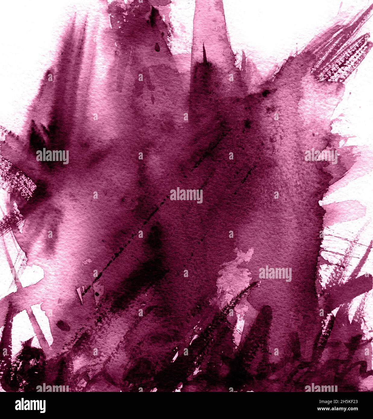 Sfondo rosso vino. Pittura astratta ad acquerello. Sfondo con tratti ad acquerello. Grana carta Foto Stock