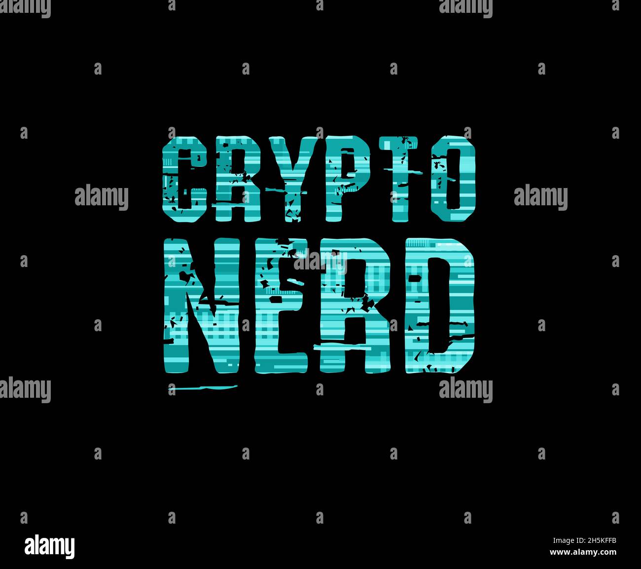 Crypto Nerd text art design per la stampa. Illustrazione tipografica trendy, stile hipster cyberspace. Regalo per la criptovaluta e la tecnologia blockchain Foto Stock
