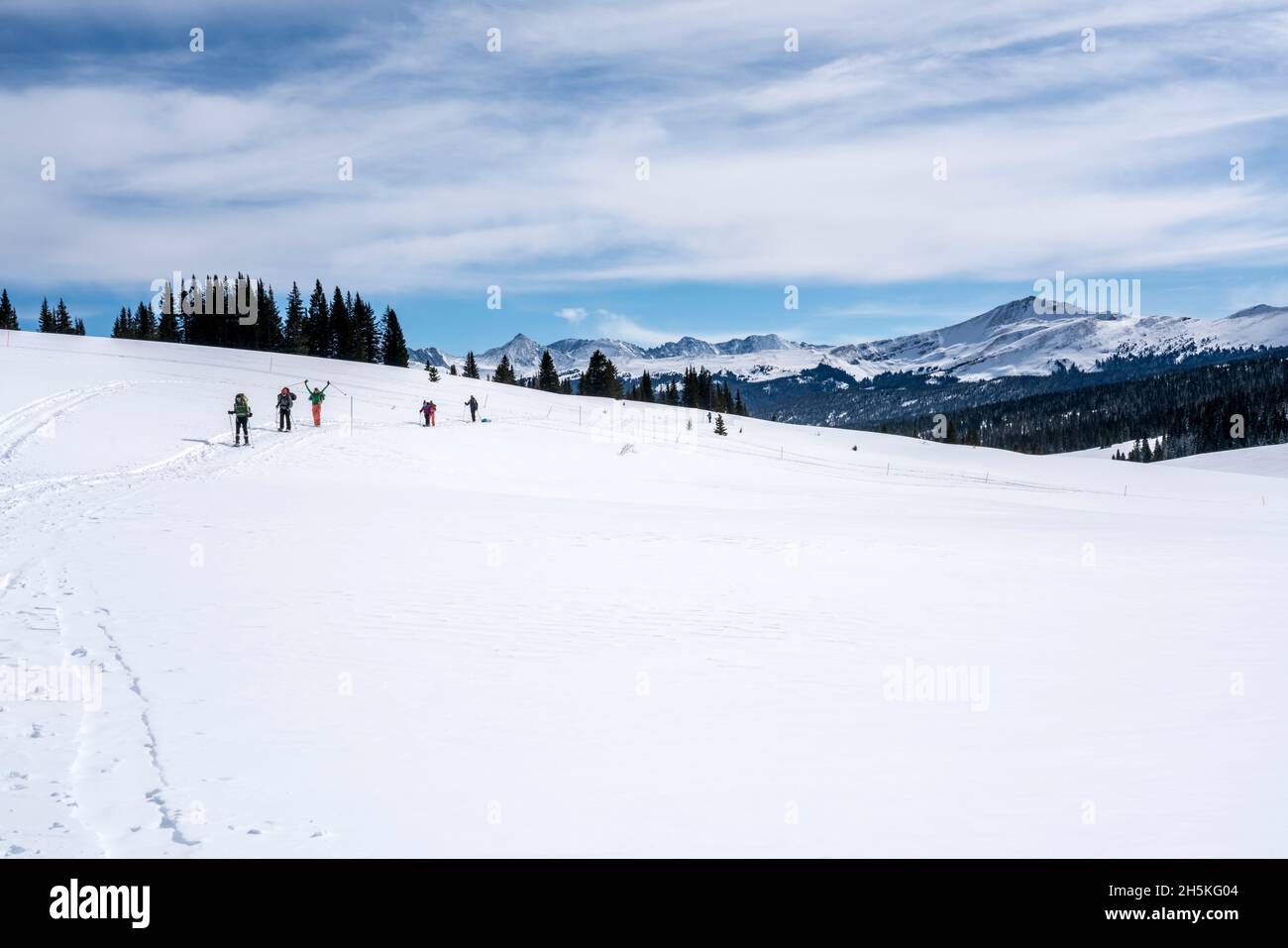 Ragazze racchette da neve in Colorado Mountains Foto Stock