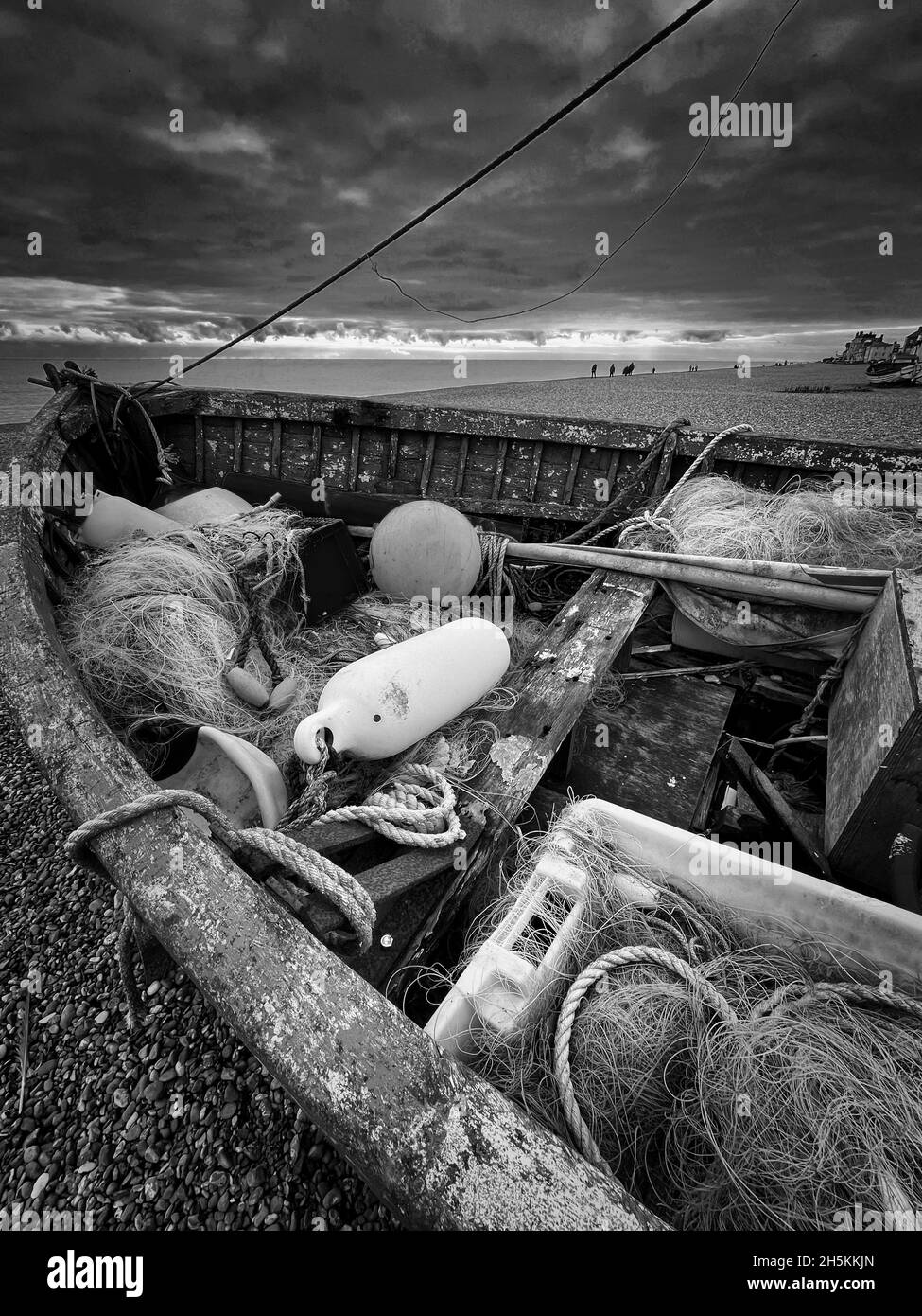 Pesca in B&N Foto Stock