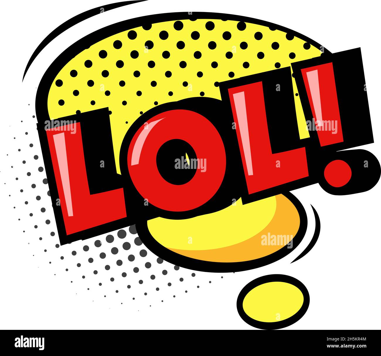 Bolla lol punteggiata per caricatore isolato su bianco. Vector lol bubble vintage, halftone fumetto, testo disegno retro illustrazione Illustrazione Vettoriale