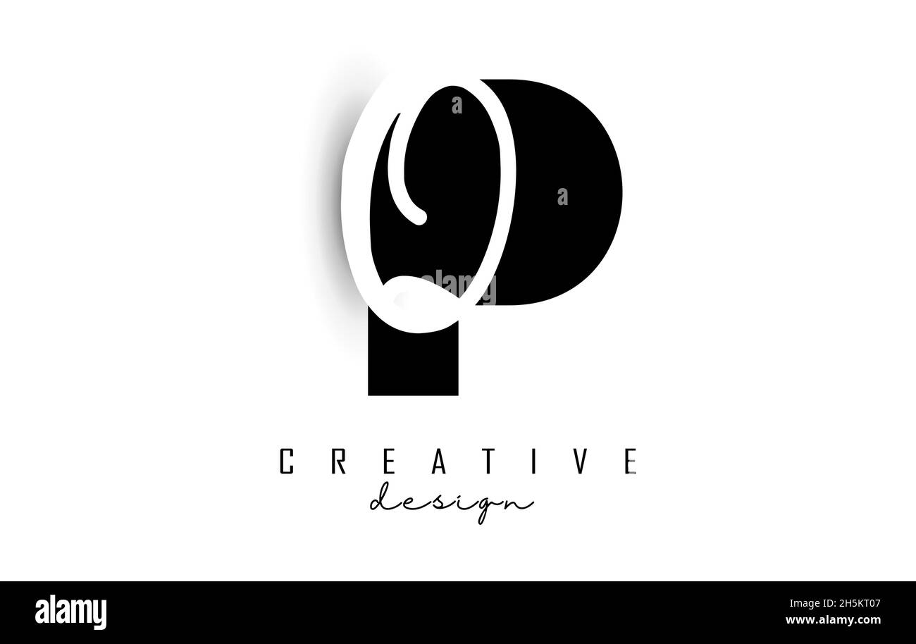 Logo Letters PQ dal design minimalista. Lettere P e Q con tipografia geometrica e manoscritta. Illustrazione di Creative Vector con lettere. Illustrazione Vettoriale