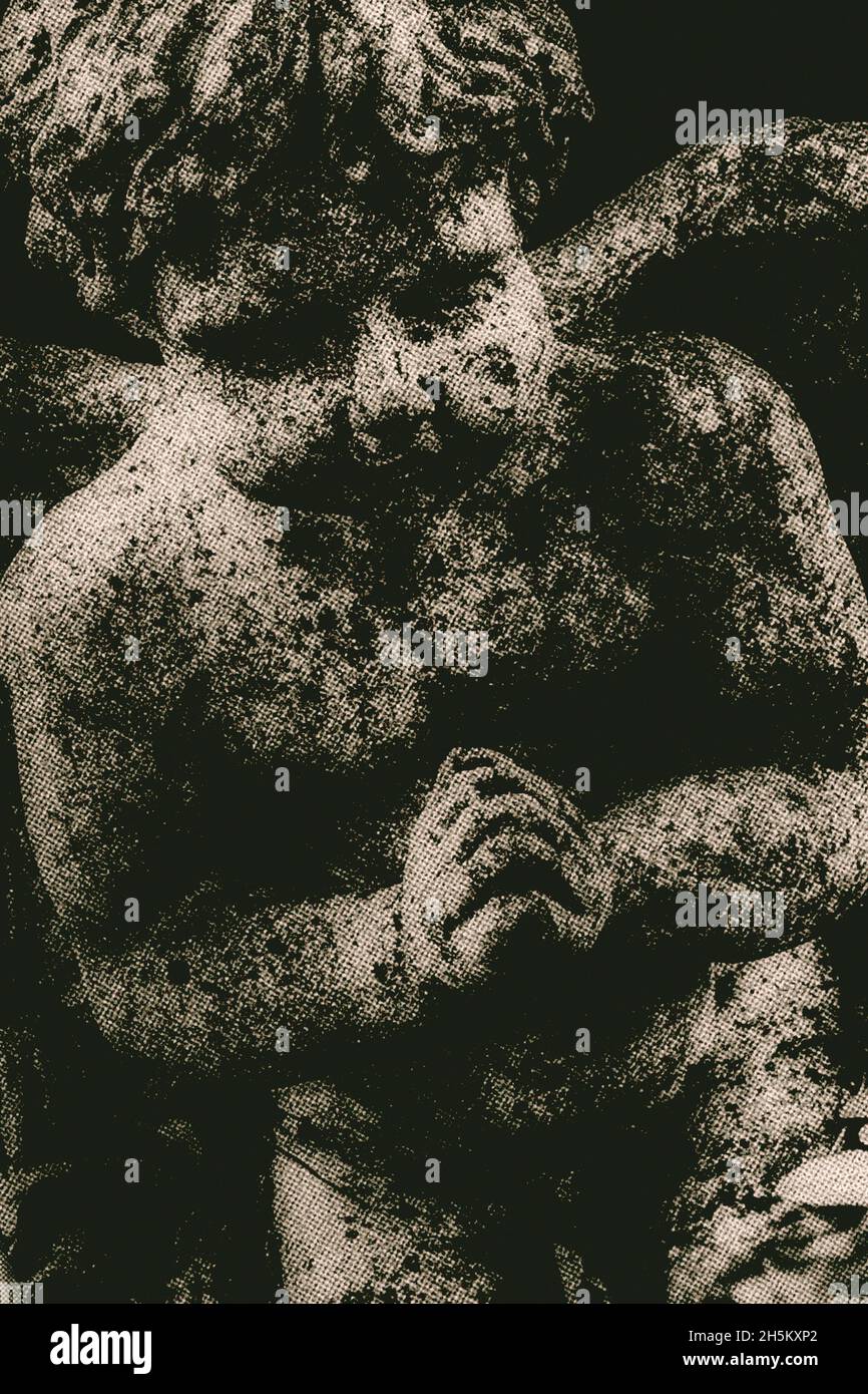 Astratto pietra gotica Cherub pregare Foto Stock