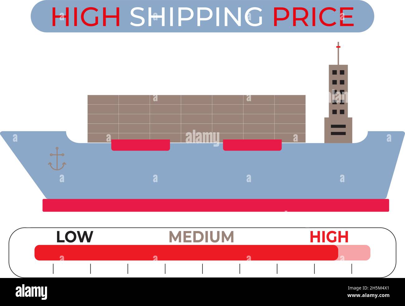 Nave da carico marittima che trasporta container con merci ad un prezzo elevato con cartografia. Concetto economico finanziario Illustrazione Vettoriale