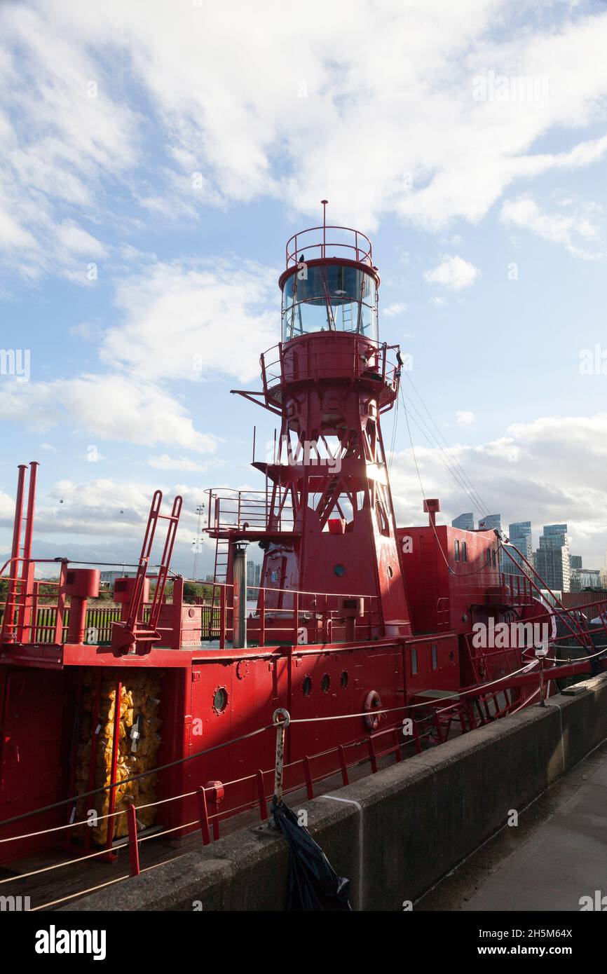 Lightship LV95 presso Trinity Buoy Wharf, Leamouth Peninsula, Londra Foto Stock