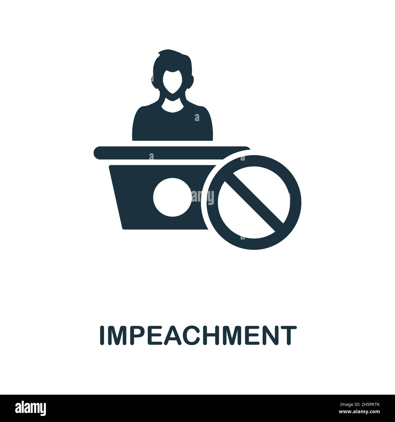 Icona di impeachment. Segno monocromatico della raccolta dei diritti umani. Illustrazione creativa dell'icona di impeachment per disegno di fotoricettore, infographics e più Illustrazione Vettoriale