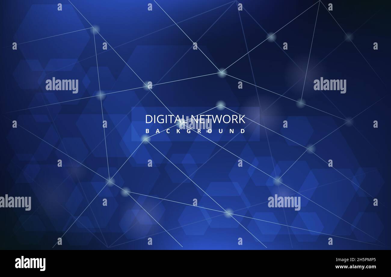 Blue Hexagon Digital Network Connection Internet Technology background Illustrazione Vettoriale