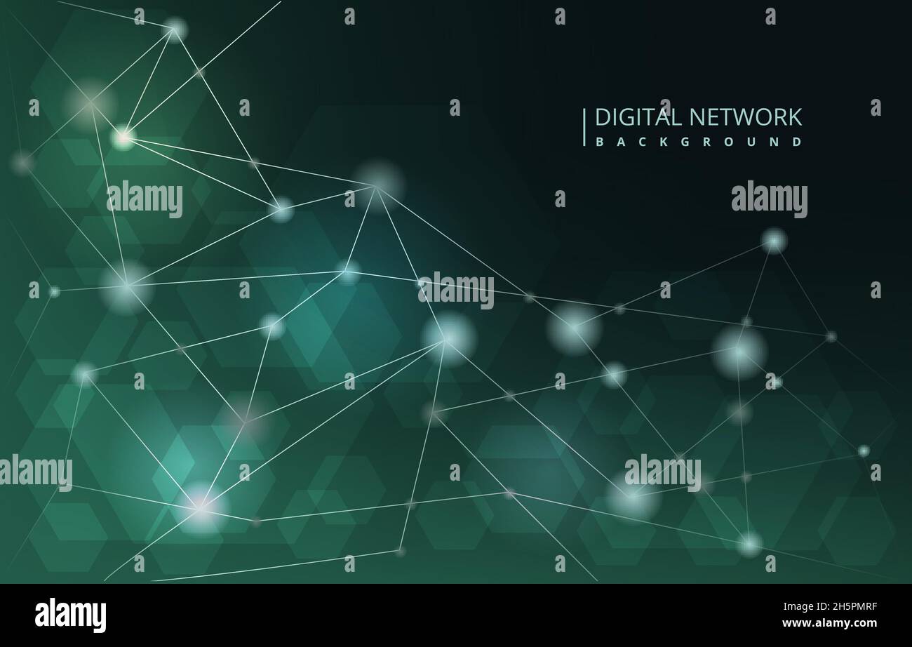 Green Hexagon Digital Network Connection Internet Technology background Illustrazione Vettoriale