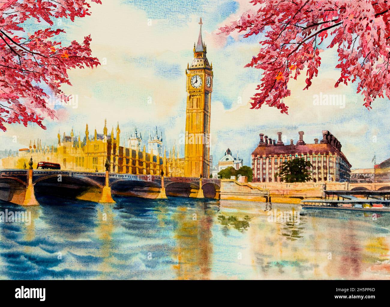 Carta da parati illustrazione Londra Big Ben e adesivi murali