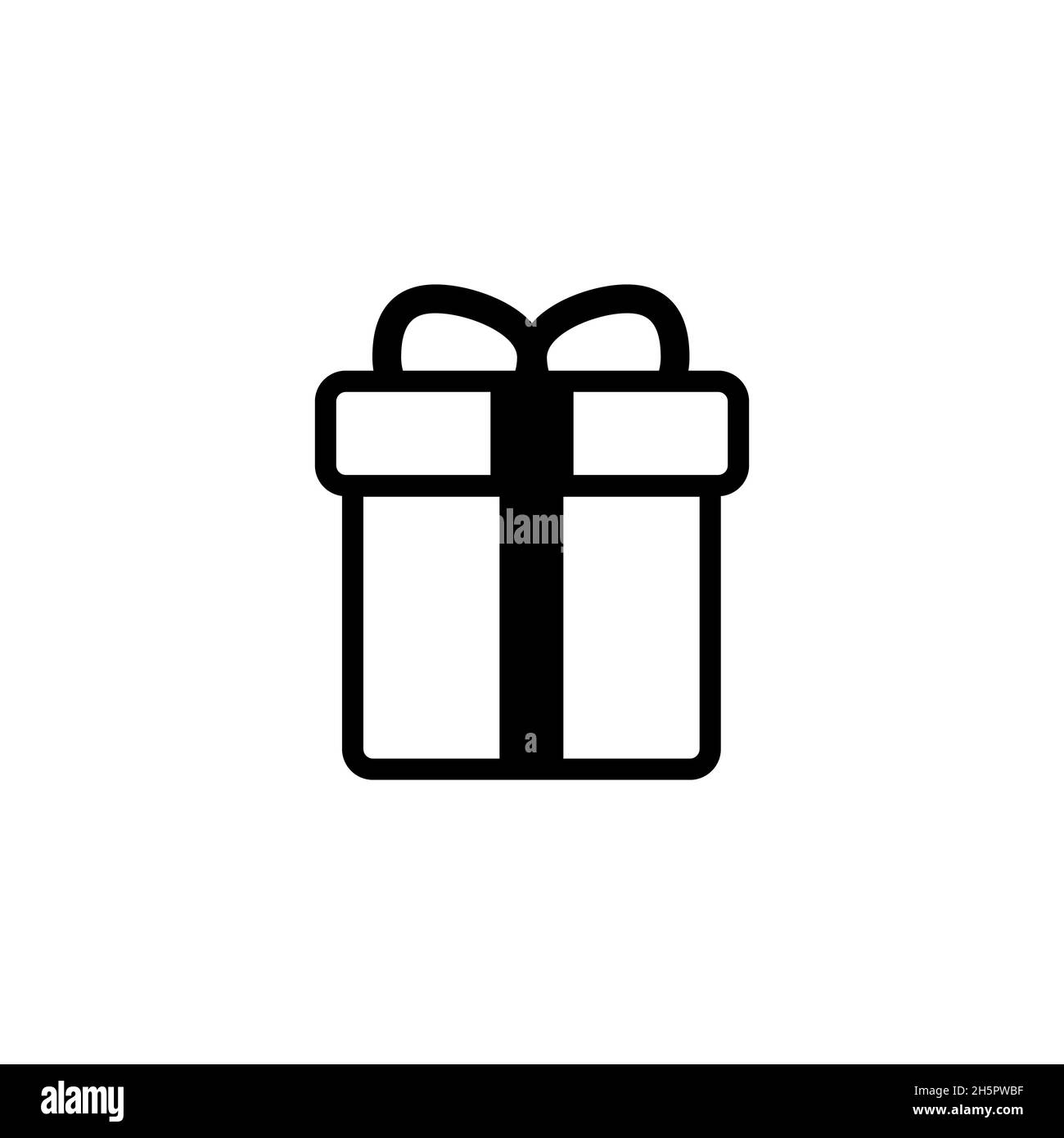 Confezione regalo confezionato in un'icona isolata con vettore a nastro. Simbolo di illustrazione sorpresa del pacchetto di auguri. Illustrazione Vettoriale