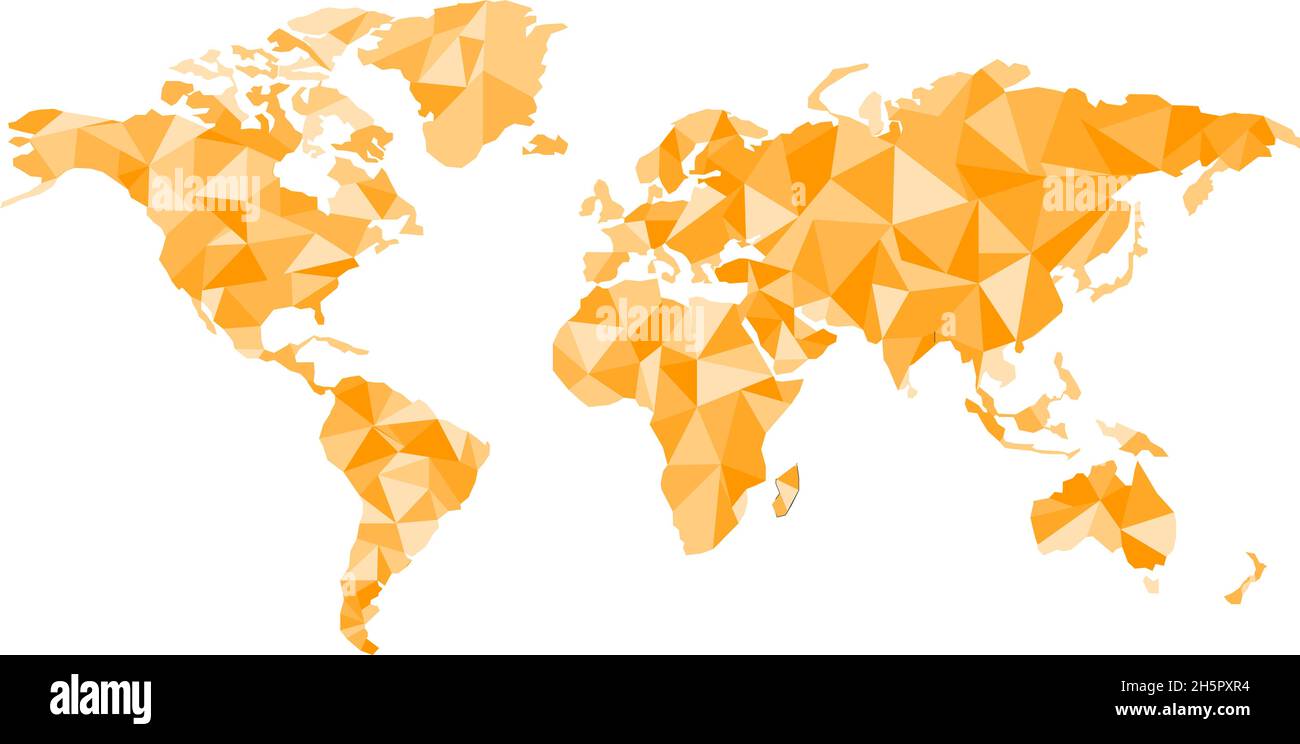 mappa del mondo origami in poligoni arancioni, illustrazione vettoriale Illustrazione Vettoriale