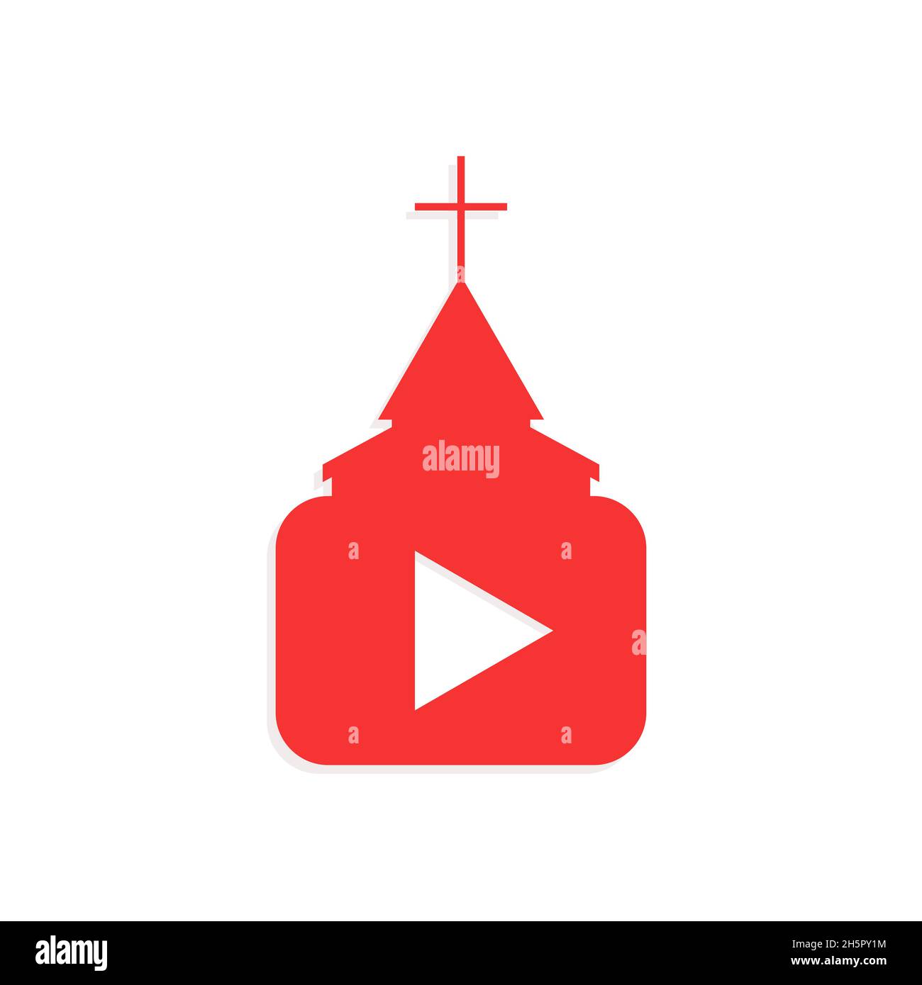 Icona isolata vettore di servizio della chiesa online. Logo religioso di video culto e pregare isolato su sfondo bianco. Illustrazione Vettoriale