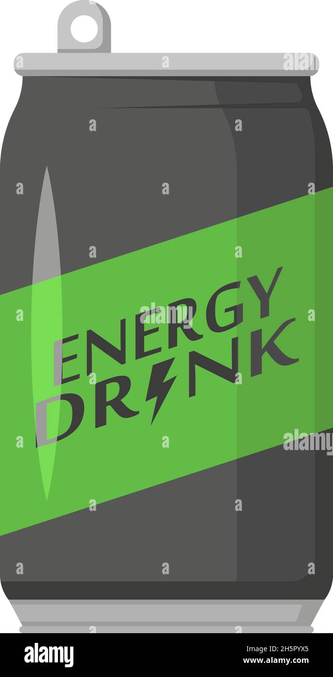 bevanda energetica in una lattina metallica, illustrazione piatta Illustrazione Vettoriale