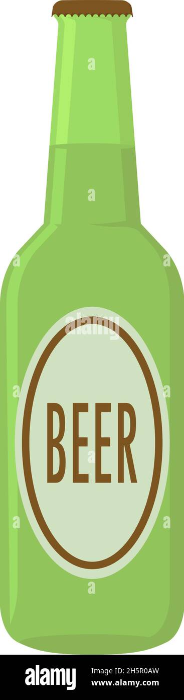 bottiglia di birra in vetro verde in stile flet, vector Illustrazione Vettoriale