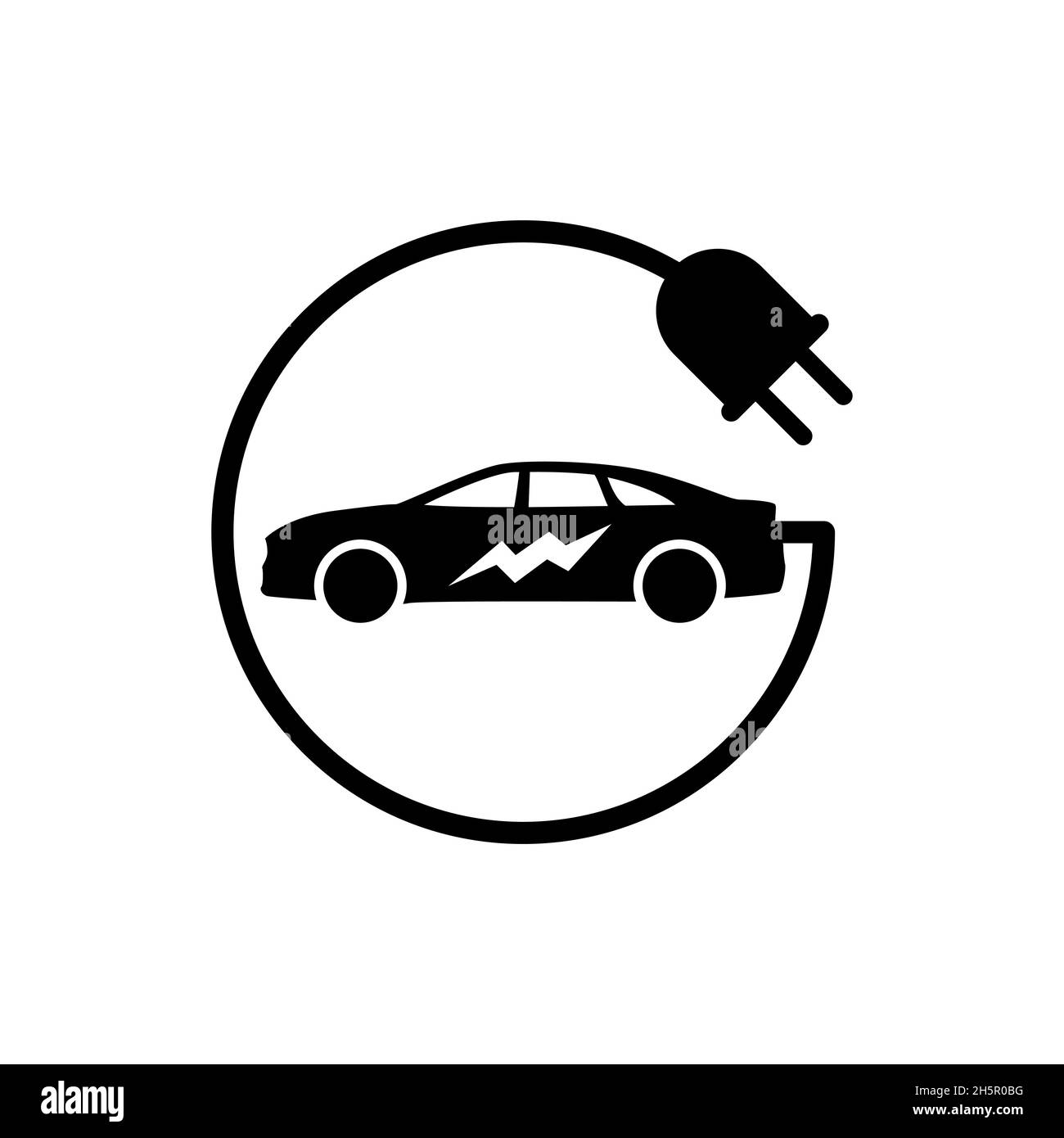 Arresto del parcheggio per auto elettriche, immagine dell'icona piatta del motore. Illustrazione Vettoriale