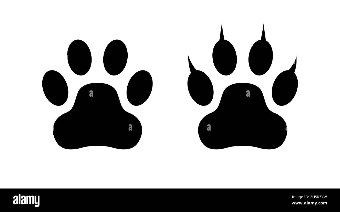 Stampa Paw di icona animale, cane o gatto footprint simbolo isolato su sfondo bianco Illustrazione Vettoriale