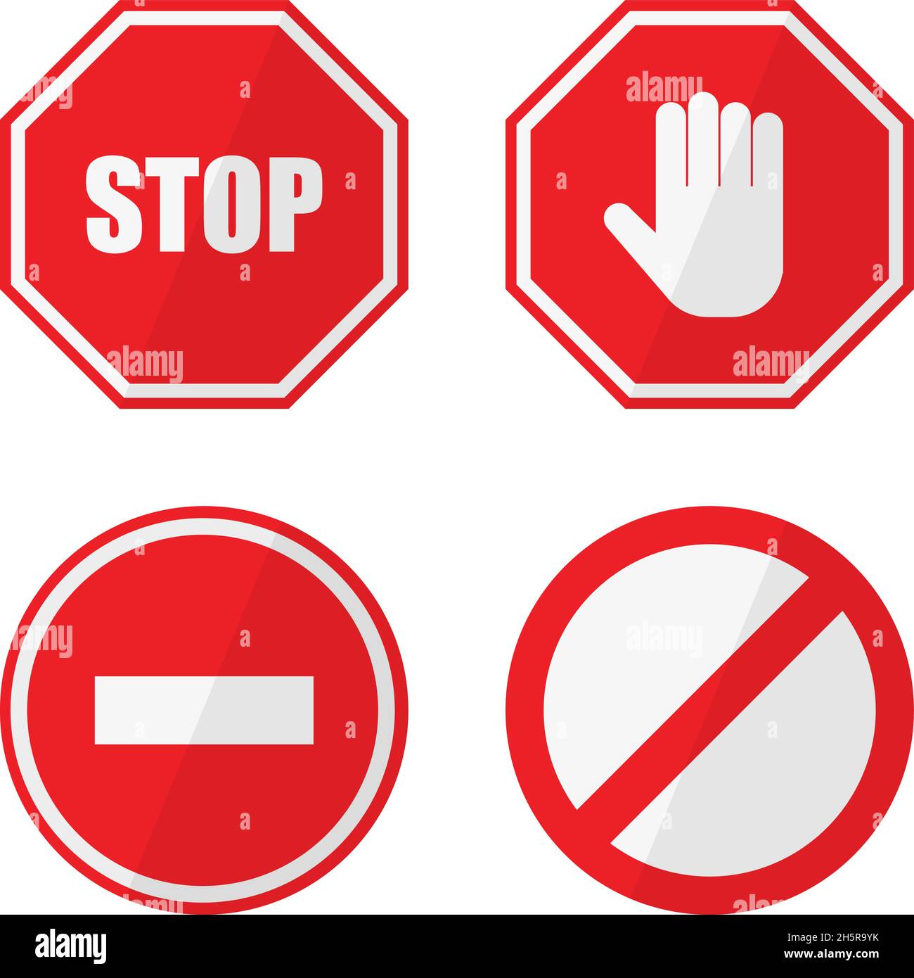 stop set segno in stile piatto, illustrazione vettoriale Illustrazione Vettoriale