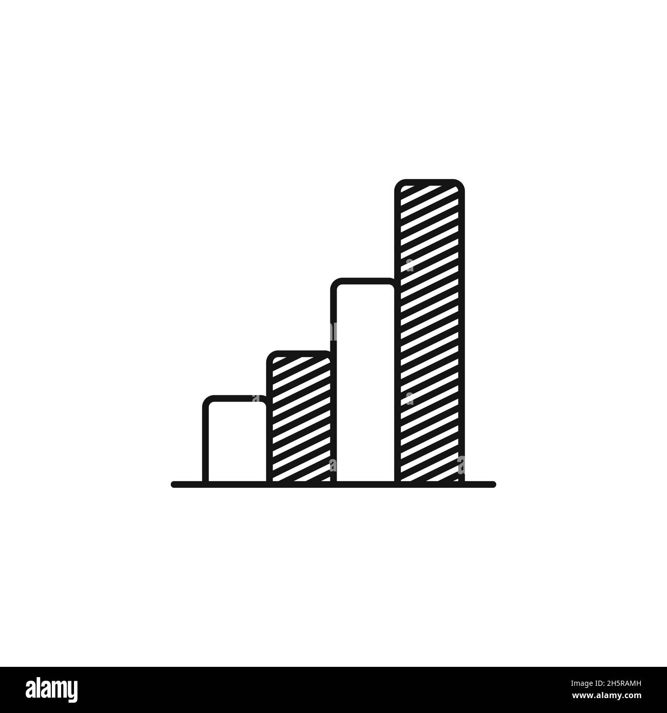 Diagramma grafico statistiche crescenti icona lineare vettoriale, sviluppo infografica di succes simbolo isolato, illustrazione di contorno. Illustrazione Vettoriale