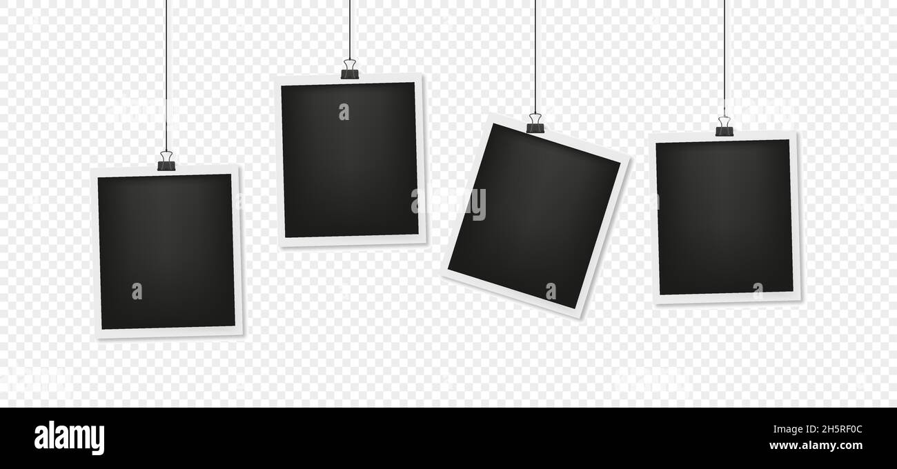 Cartoline fotografiche appese. Illustrazione del disegno vettoriale della cornice fotografica Illustrazione Vettoriale