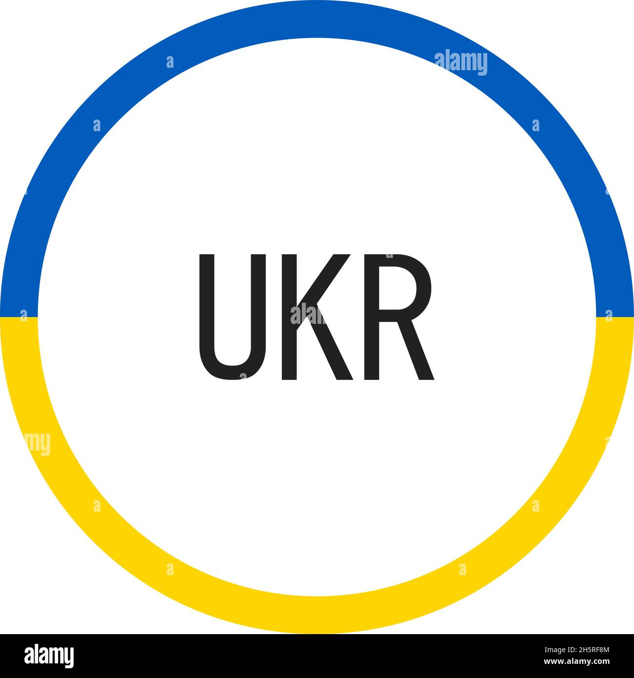 Cerchio di bandiera Ucraina su sfondo giallo. Icona vettore. Oggetto isolato. Illustrazione Vettoriale