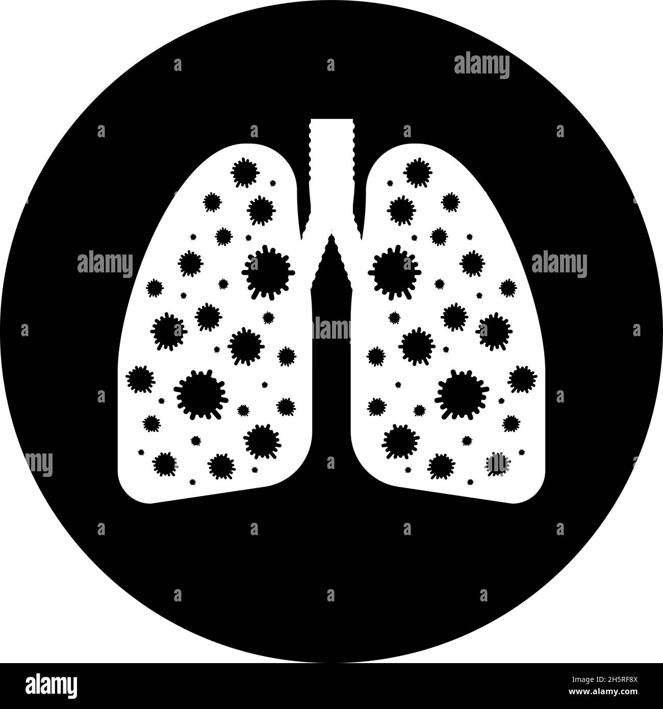 Coronavirus polmonare infetto. Icona per la progettazione medica. Icona Vector Isolated. Illustrazione Vettoriale