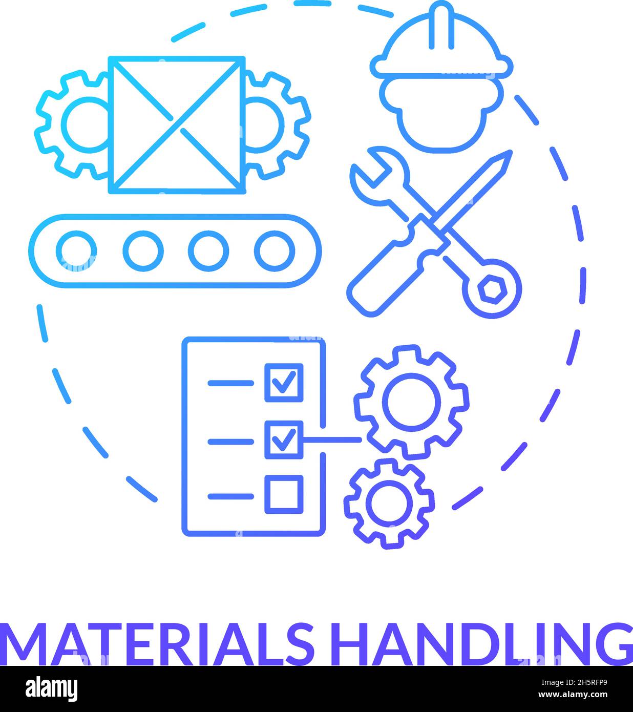 Icona del concetto di gradiente blu per la gestione dei materiali Illustrazione Vettoriale