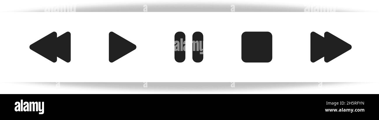 Icone dei pulsanti del lettore. Set di icone isolate con vettore freccia. Pulsante rotondo. Illustrazione vettoriale Illustrazione Vettoriale