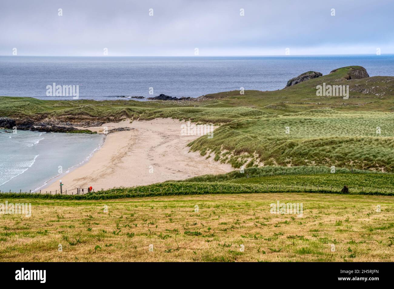 Remota spiaggia vuota di Breckon Sands su Yell, Shetland. Foto Stock