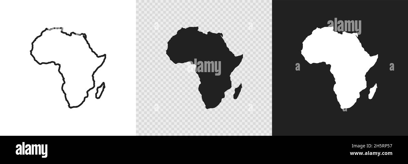 Icona del set di mappe in Africa, concetto di geografia. Disegno grafico astratto vettoriale. Illustrazione Vettoriale