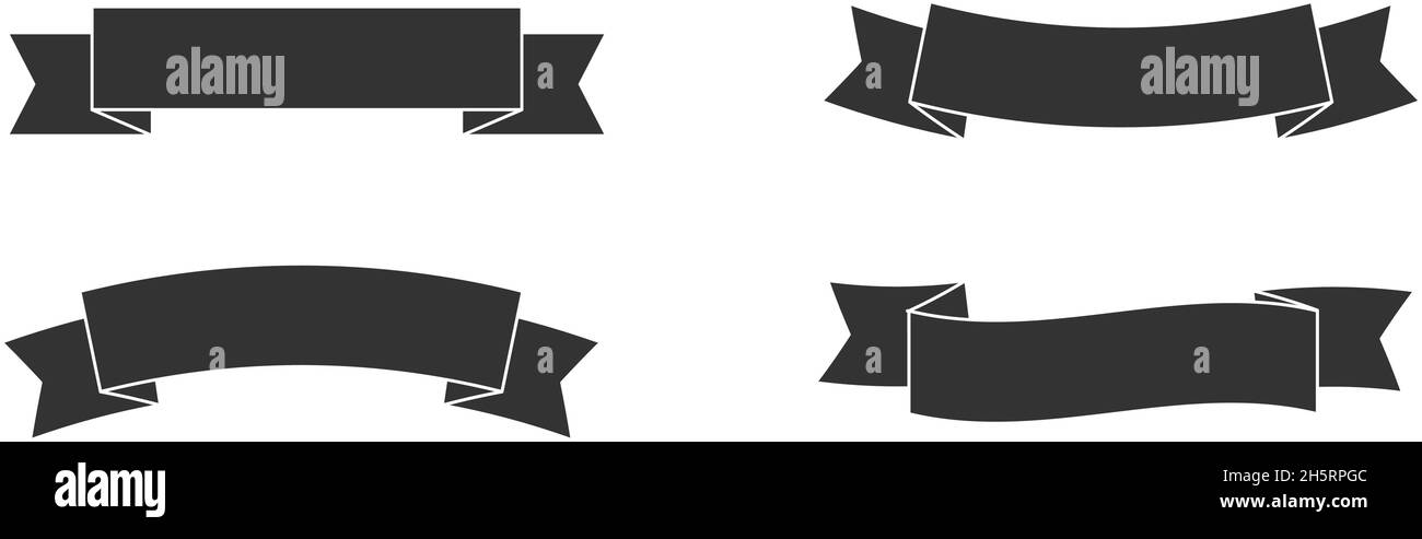 Nastri neri vintage isolato vettore segno simbolo. Illustrazione classica per la progettazione di striscioni Illustrazione Vettoriale