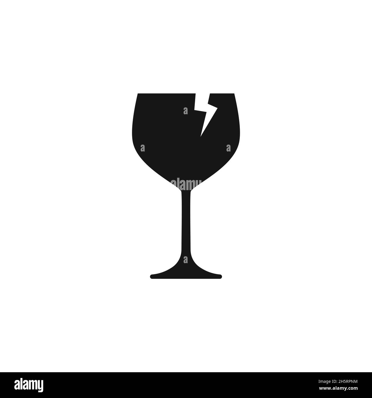 Brokenglass di vino isolato icona nera. Illustrazione vettoriale per wab Illustrazione Vettoriale