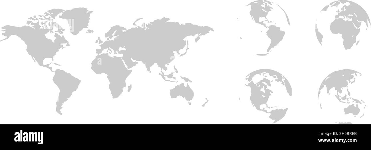 Mappa del mondo globo in piano. Illustrazione vettoriale geograficamente isolata Illustrazione Vettoriale