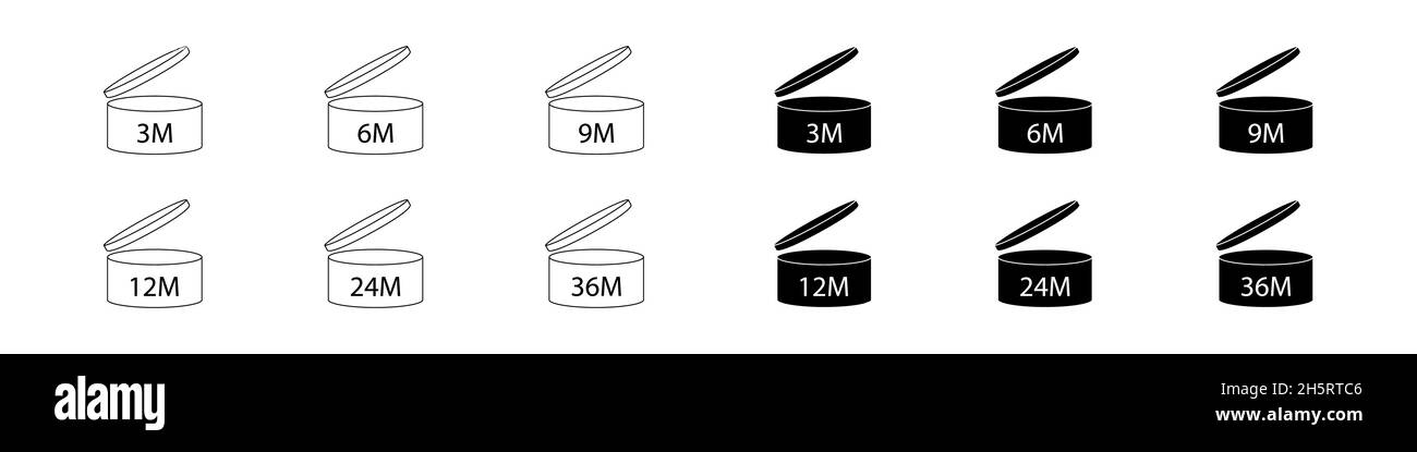 Periodo dopo l'apertura simbolo Imposta icona piatta isolata. Illustrazione vettoriale per la progettazione cosmetica Illustrazione Vettoriale