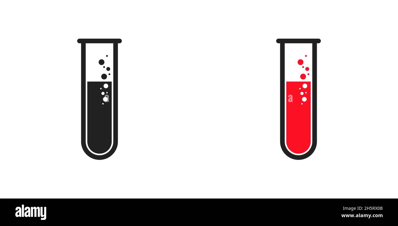 Icona del vettore della provetta. Fiasca medica in vetro simbolo corona in stile piatto Illustrazione Vettoriale