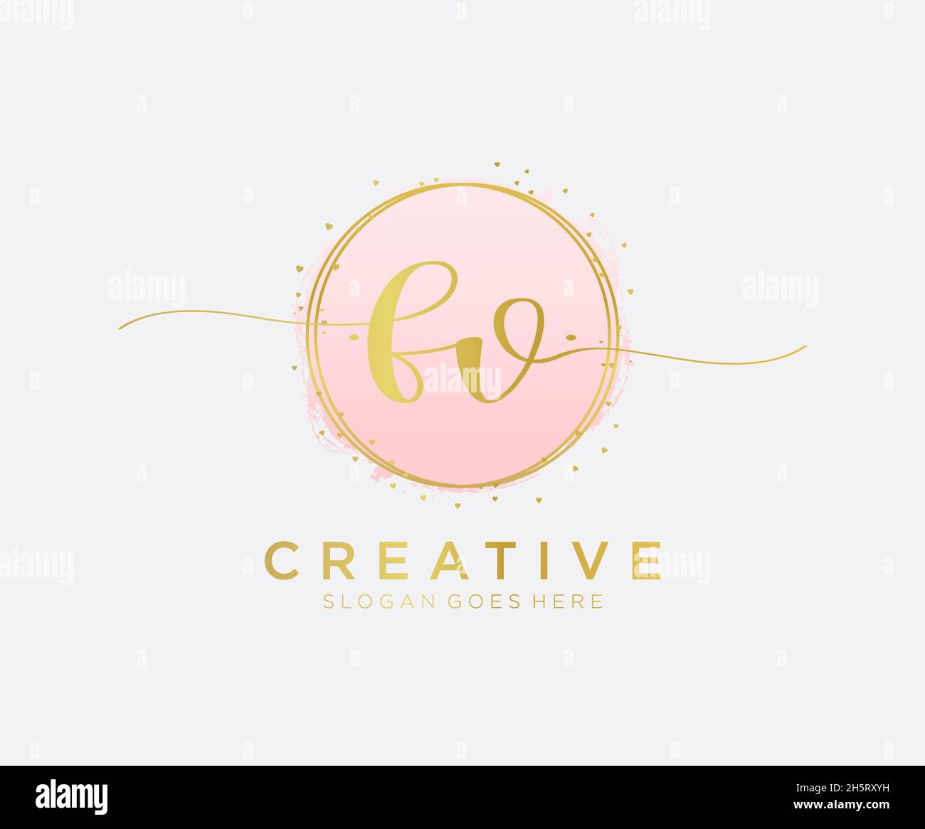 Logo FV femminile. Utilizzabile per la natura, salone, centro benessere, cosmetici e loghi di bellezza. Elemento modello di disegno con logo a vettore piatto. Illustrazione Vettoriale