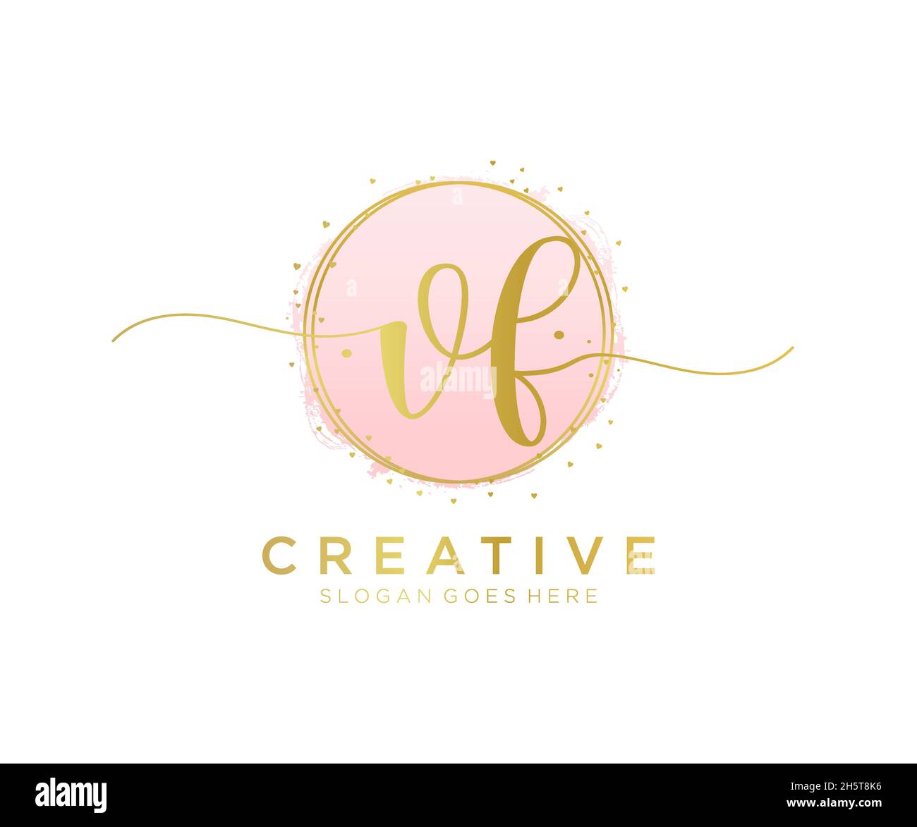 Logo VF femminile. Utilizzabile per la natura, salone, centro benessere, cosmetici e loghi di bellezza. Elemento modello di disegno con logo a vettore piatto. Illustrazione Vettoriale