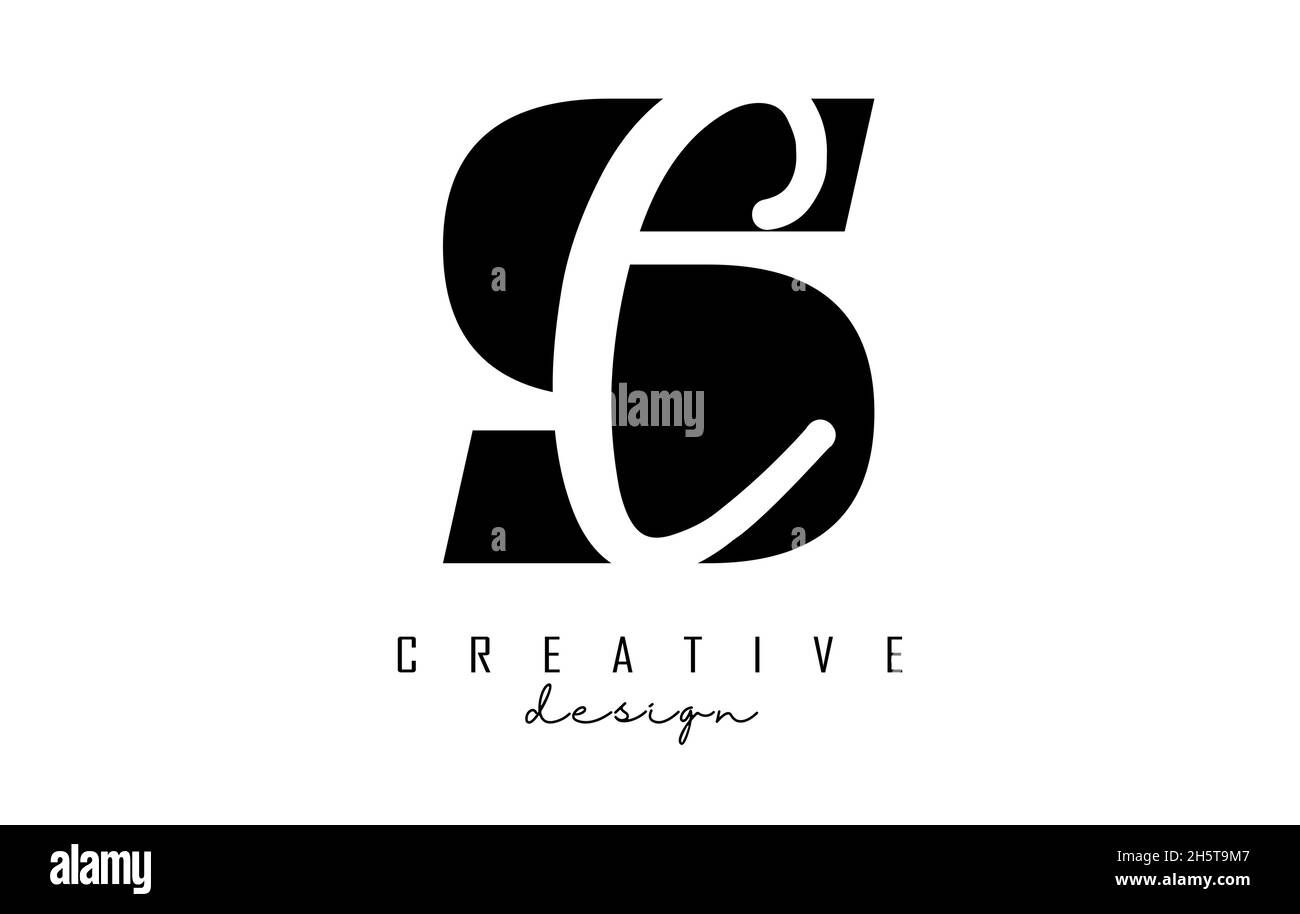 Logo Letters SC dal design minimalista. Lettere S e C con tipografia geometrica e manoscritta. Illustrazione di Creative Vector con lettere. Illustrazione Vettoriale
