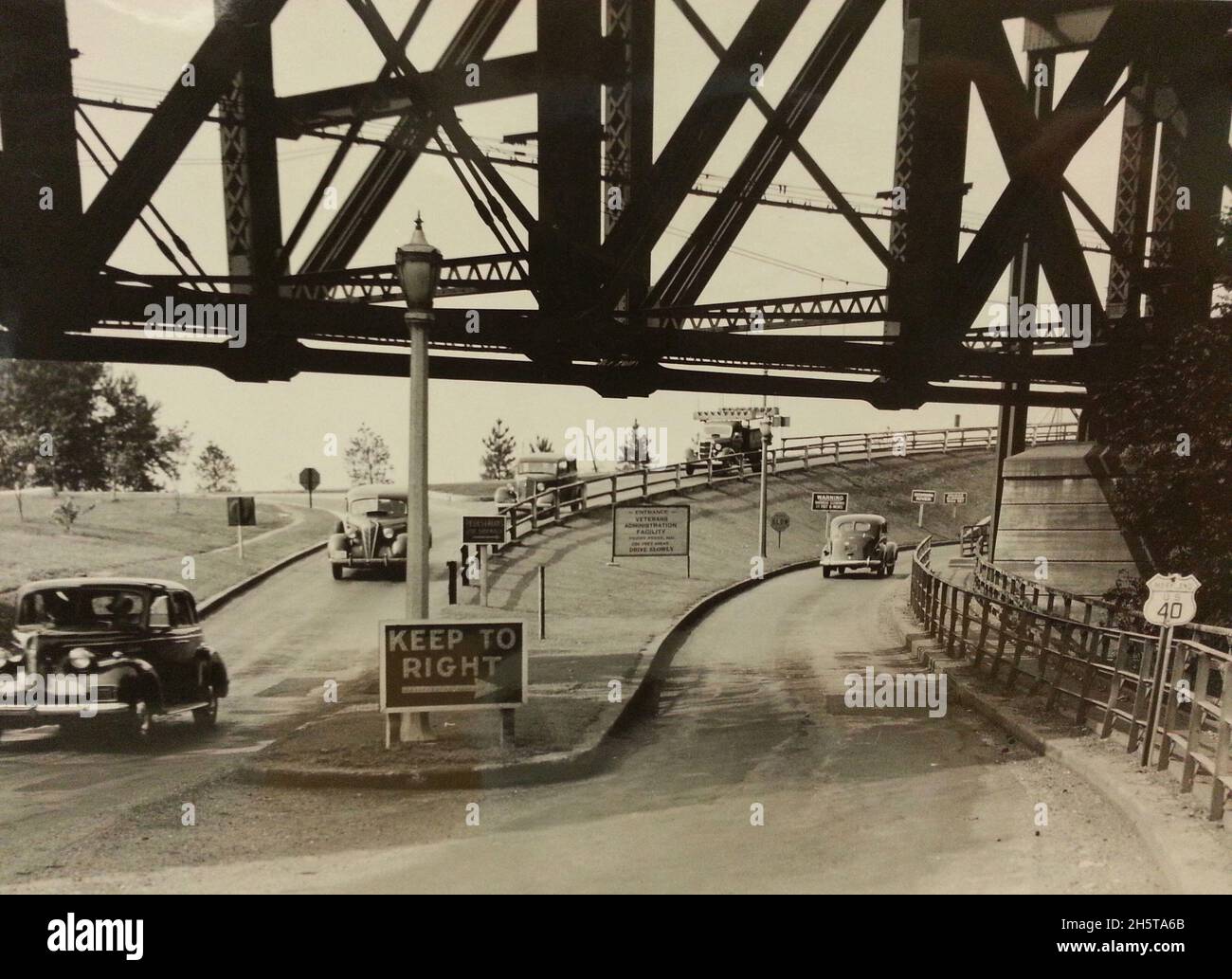 Ponte a due piani sul fiume Susquehanna tra Perryville e Havre de Grace sulla US 40, 1939. Foto di JK Hillers/Bureau of Public Roads Foto Stock