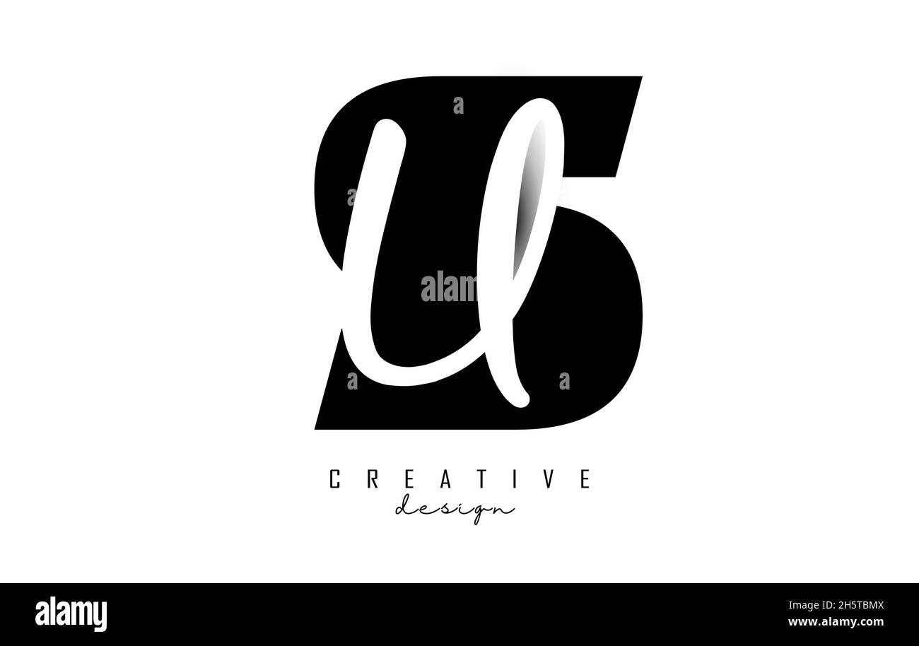 Logo Letters su dal design minimalista. Lettere S e U con tipografia geometrica e manoscritta. Illustrazione di Creative Vector con lettere. Illustrazione Vettoriale