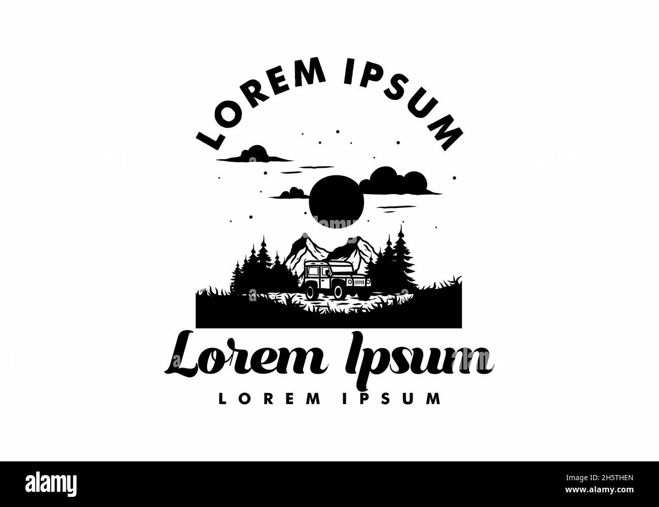 Disegno dell'illustrazione del logo dell'auto sovraincartata Illustrazione Vettoriale