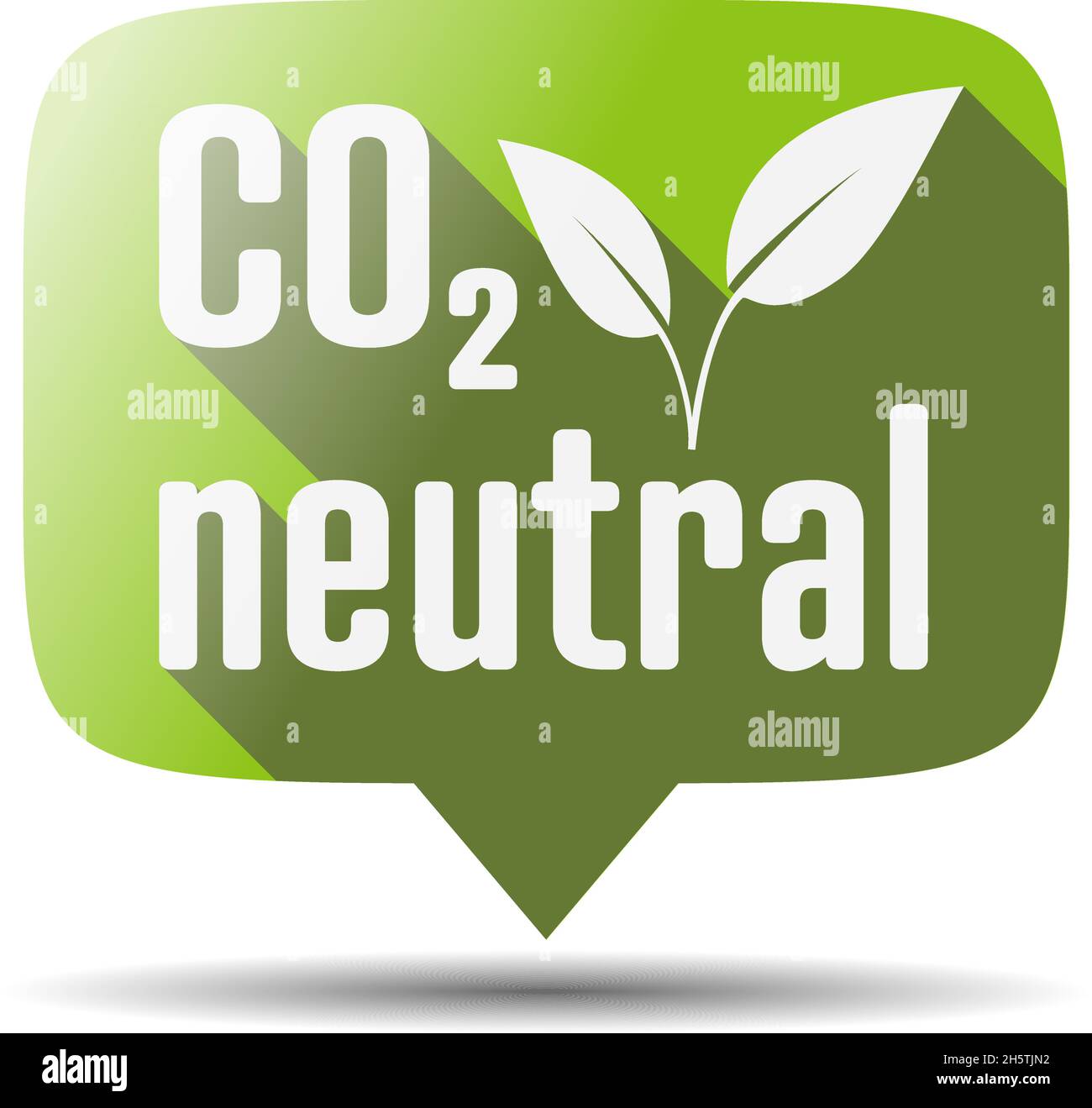 Etichetta CO2 neutra, bolla verde con foglie, illustrazione vettoriale Illustrazione Vettoriale