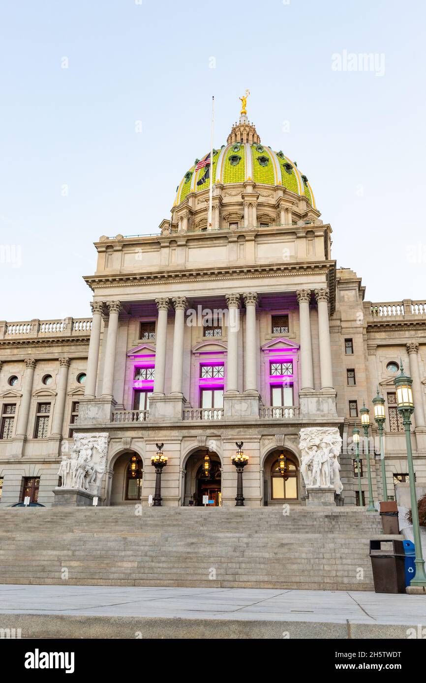 Harrisburg, Pennsylvania - 21 ottobre 2021: Edificio del Campidoglio della Pennsylvania Foto Stock