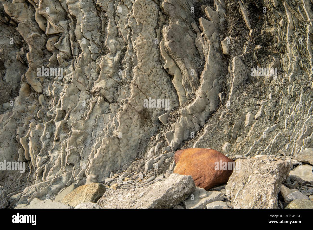 Strati edificati a Green Point, Gros Morne National Park, Terranova e Labrador NL, Canada Foto Stock