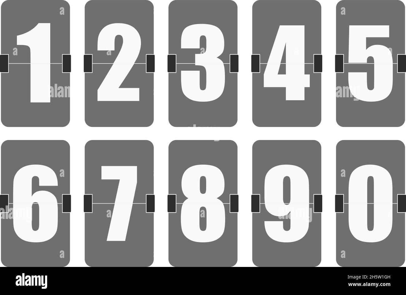 set di numeri di tabellone ribaltati in stile piatto Illustrazione Vettoriale