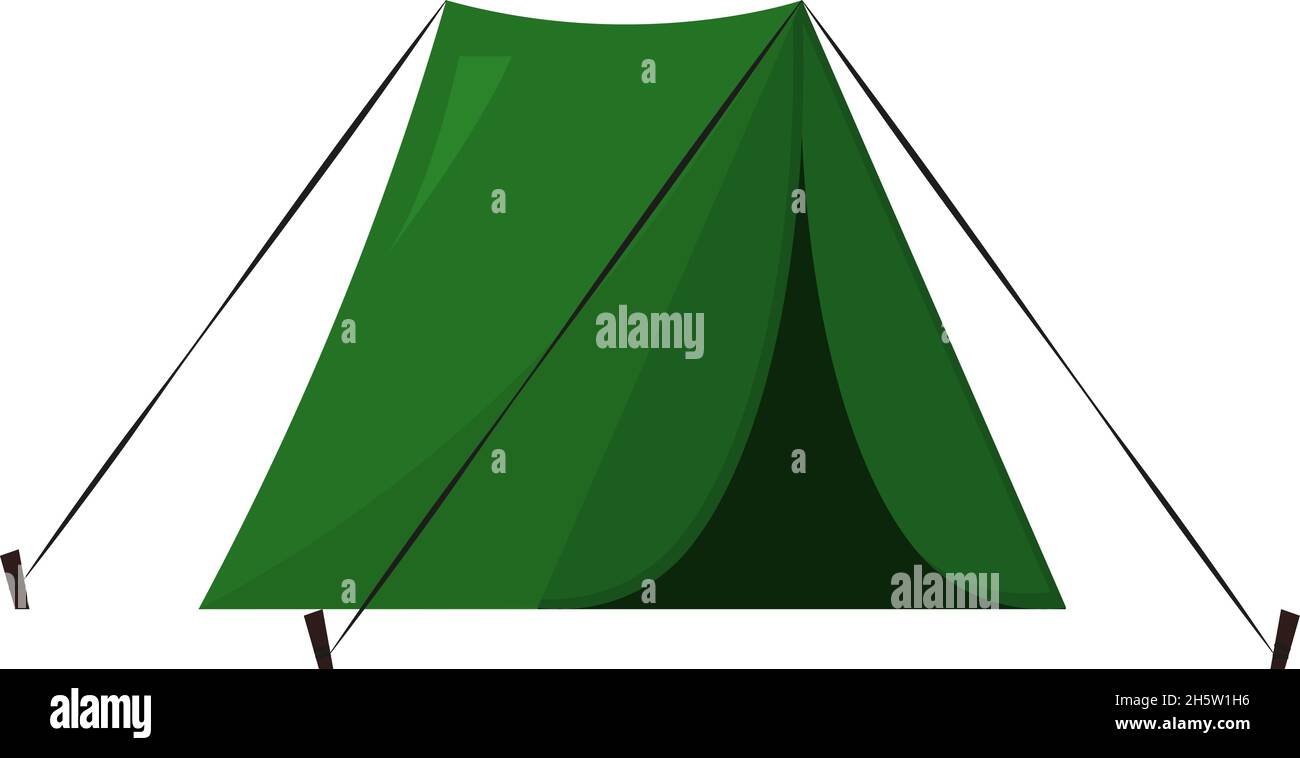 tenda da campeggio verde in stile appartamento, vettore Illustrazione Vettoriale