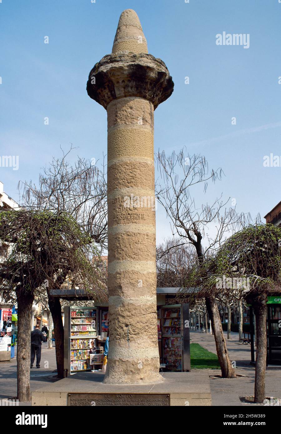 Spagna, la Rioja, Calahorra. Vista generale di 'la Moza', situato al Paseo del Mercadal. Il rotolo giurisdizionale dal medioevo che ha riconosciuto la dipendenza diretta di Calahorra dal re. E non da un signore feudale. Foto Stock