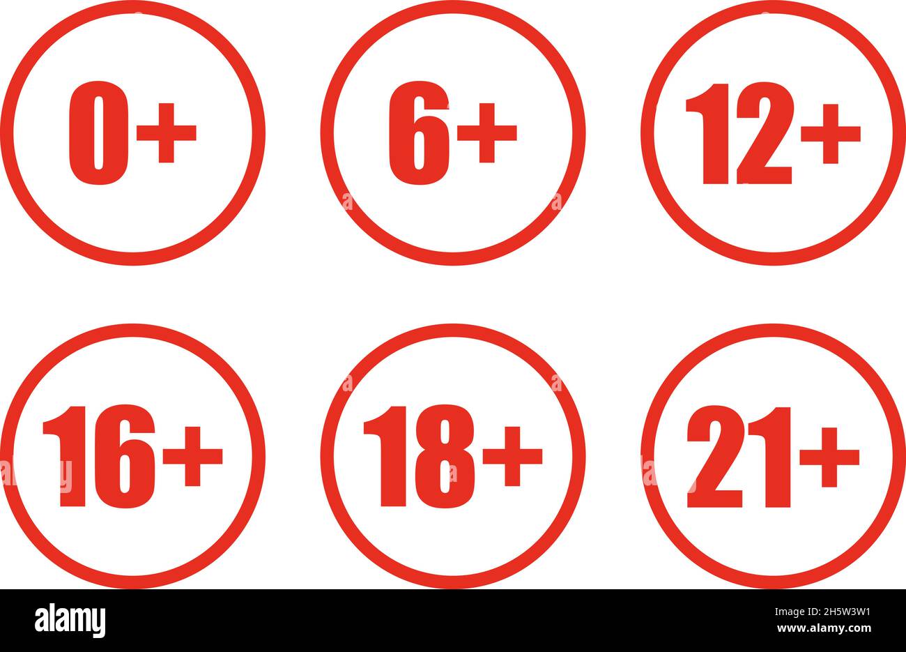 sat red icona limite di età in stile piatto Illustrazione Vettoriale